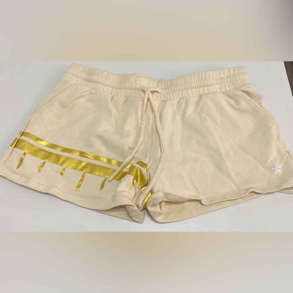 Rebel Athletic Women's Cream and Gold Athletic Shorts
